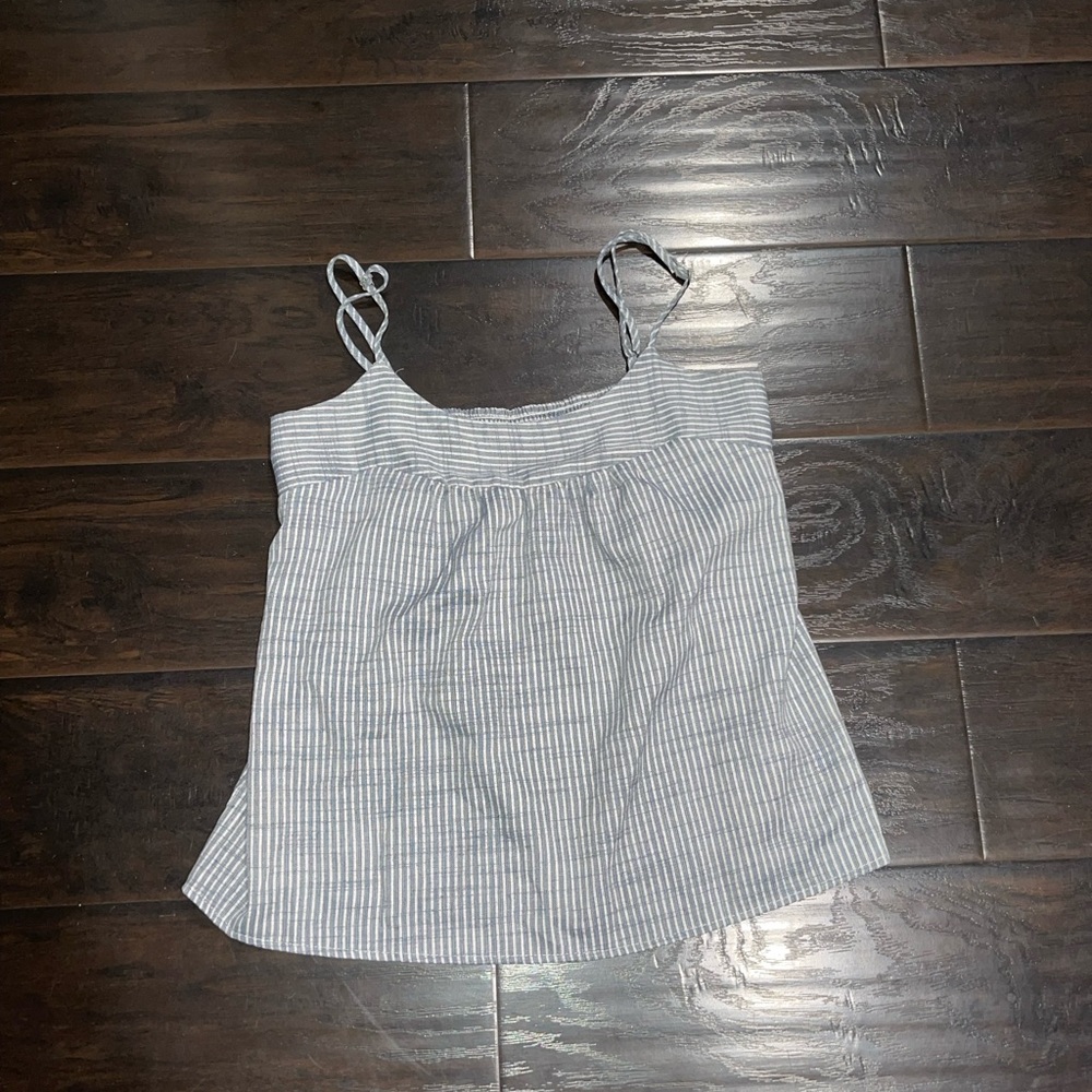 Fun 2 Fun Blue and White Striped Camisole Tank Blouse Size Small Y2K Beach